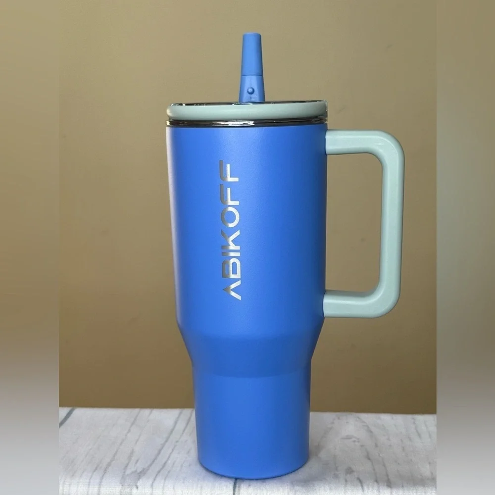 ABIKOFF Leak Resistant Tumbler with Handle and Flip Straw
